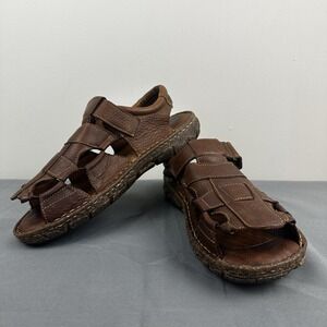 Born Sandal Mens 8M Brown Cabot Hook & Loop Peep Toe Casual Comfort Leather